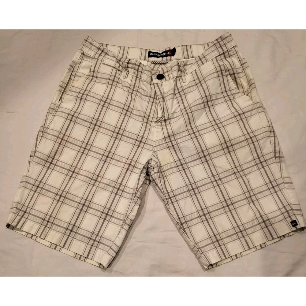Quicksilver Shorts Men's 34 Khaki Plaid Chinos Casual‎ Outdoor